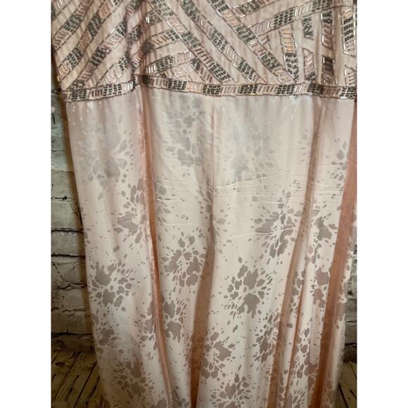 Vintage d'ore Silk Dress Women 14 Pale Pink Beaded Draped Made In Hong Kong 90s - Picture 5 of 16